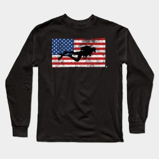 SCUBA DIVING: US Flag Scuba Diving Long Sleeve T-Shirt